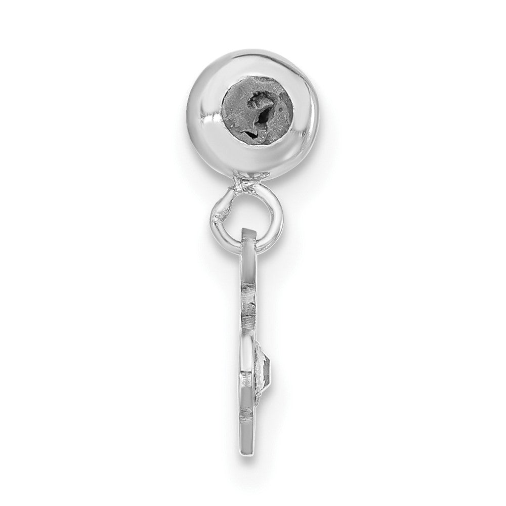 Sterling Silver Rhodium-plated MeMi Letter J with Crystal Charm