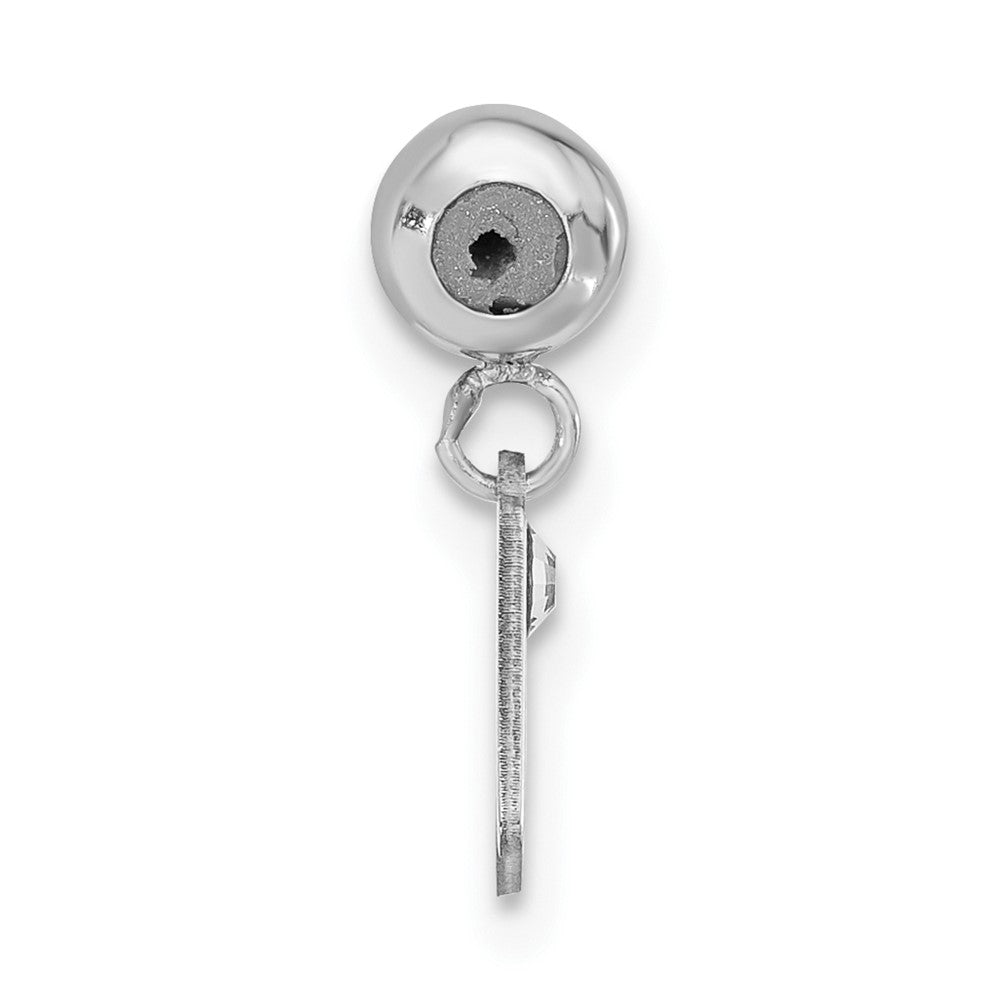Sterling Silver Rhodium-plated MeMi Letter N with Crystal Charm