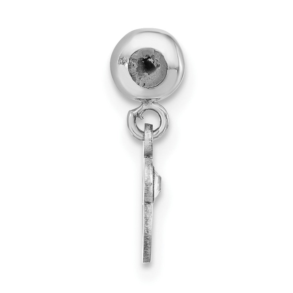 Sterling Silver Rhodium-plated MeMi Letter O with Crystal Charm