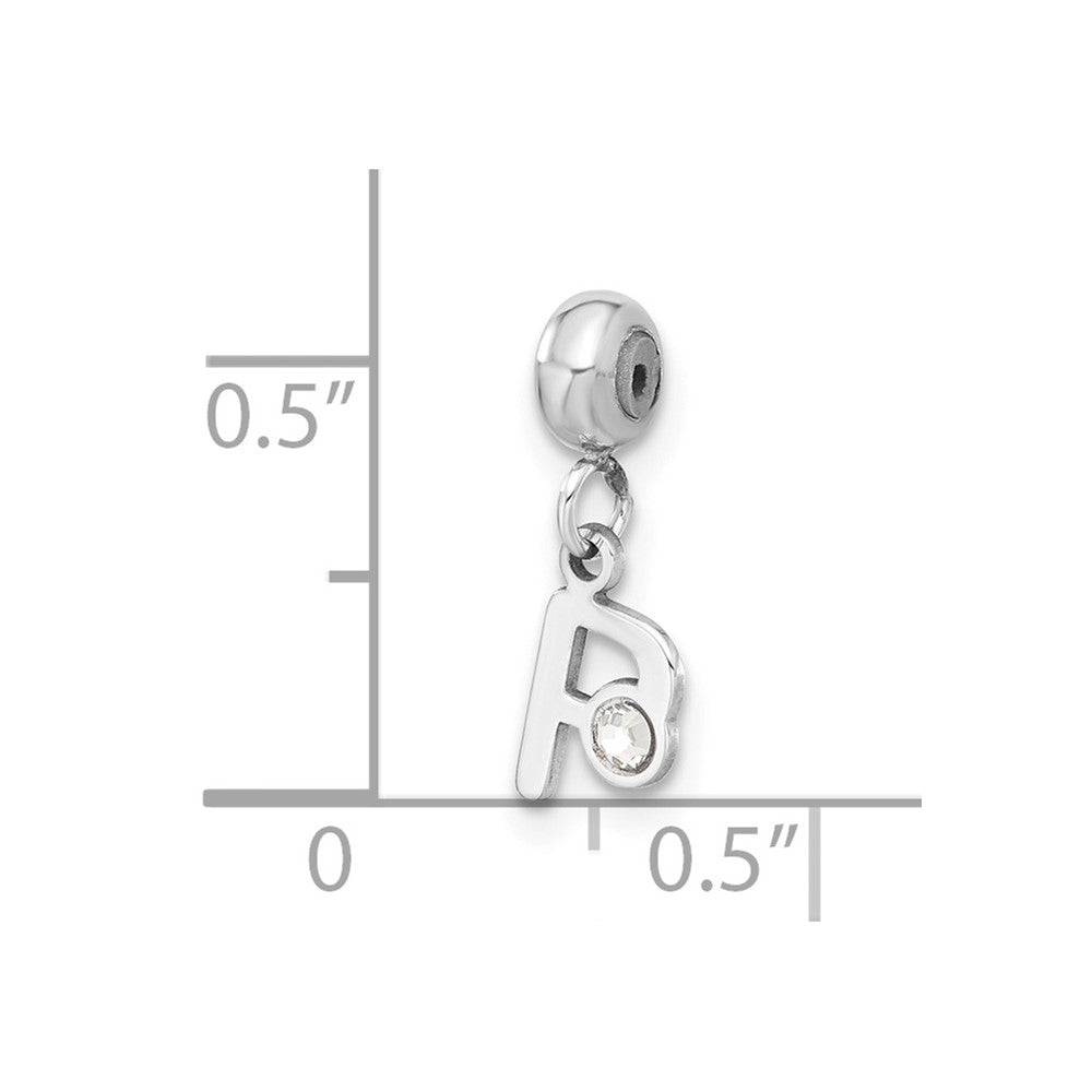 Sterling Silver Rhodium-plated MeMi Letter P with Crystal Charm