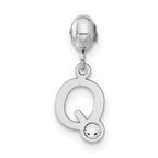 Sterling Silver Rhodium-plated MeMi Letter Q with Crystal Charm