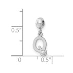 Sterling Silver Rhodium-plated MeMi Letter Q with Crystal Charm