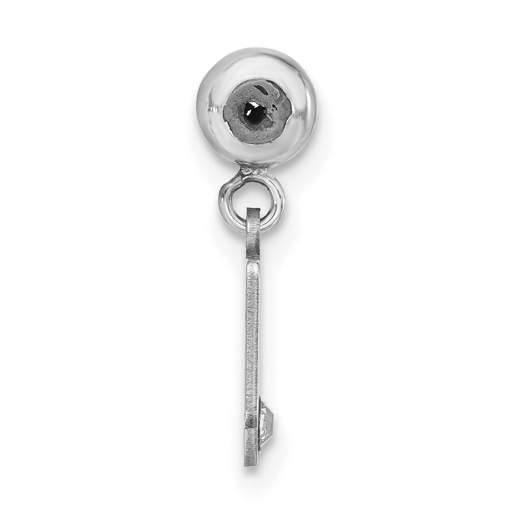 Sterling Silver Rhodium-plated MeMi Letter R with Crystal Charm