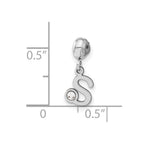 Sterling Silver Rhodium-plated MeMi Letter S with Crystal Charm