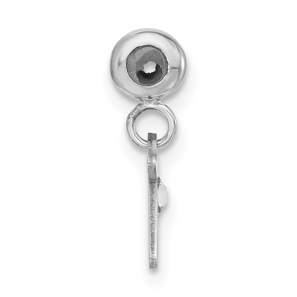 Sterling Silver Rhodium-plated MeMi Letter T with Crystal Charm