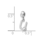 Sterling Silver Rhodium-plated MeMi Letter U with Crystal Charm