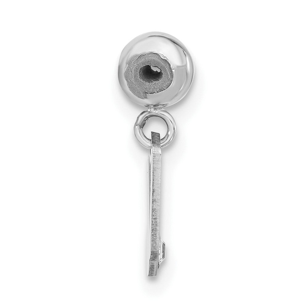 Sterling Silver Rhodium-plated MeMi Letter V with Crystal Charm