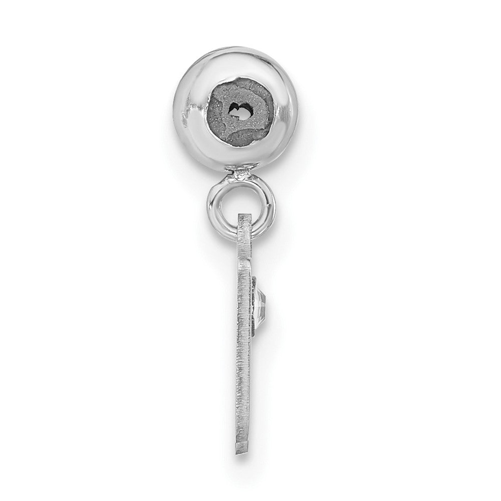 Sterling Silver Rhodium-plated MeMi Letter W with Crystal Charm