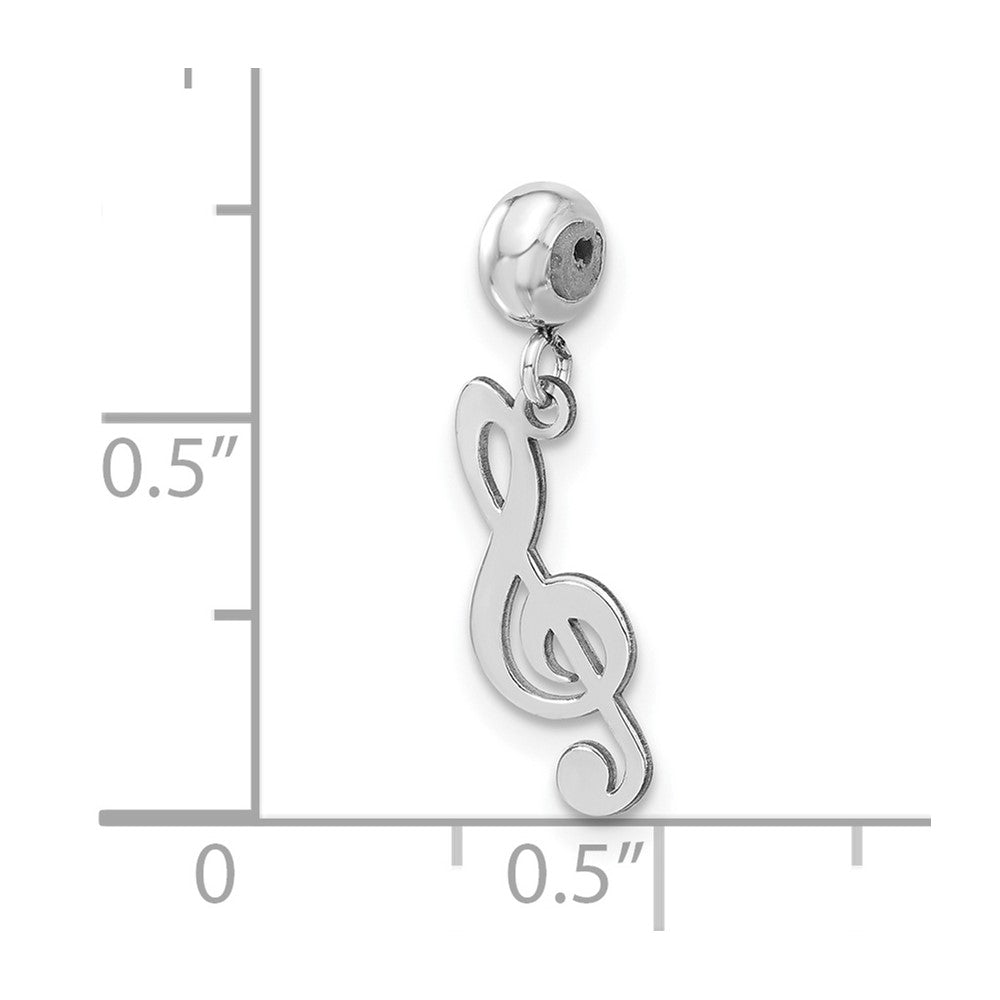 Sterling Silver Rhodium-plated MeMi Treble Clef Charm