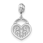 Sterling Silver Rhodium-plated MeMi Heart Lock Charm