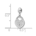 Sterling Silver Rhodium-plated MeMi Heart Lock Charm