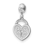Sterling Silver Rhodium-plated MeMi Heart Lock Charm