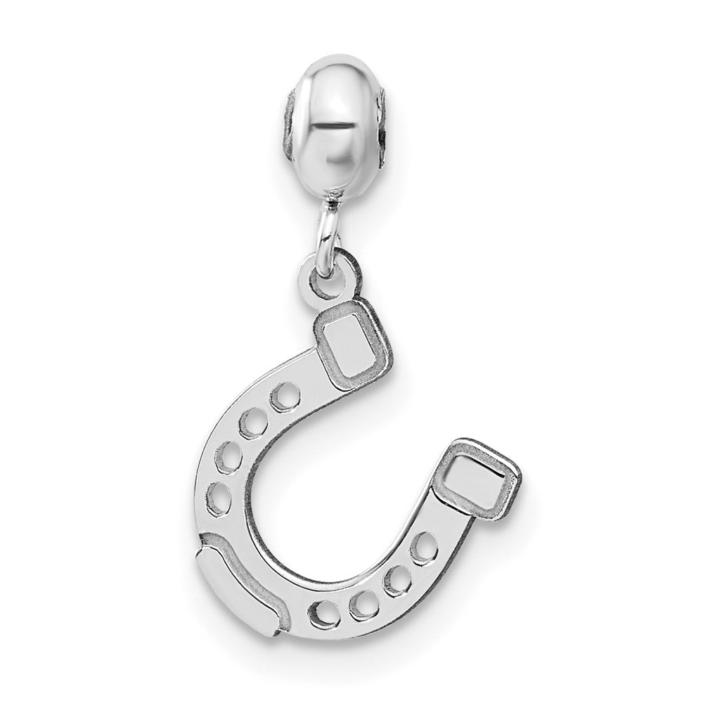 Sterling Silver Rhodium-plated MeMi Lucky Horseshoe Charm