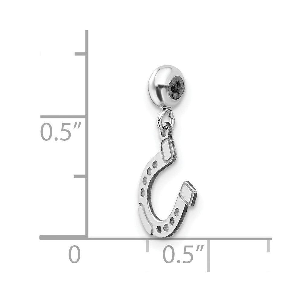 Sterling Silver Rhodium-plated MeMi Lucky Horseshoe Charm