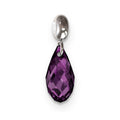 Sterling Silver Rhodium-plated MeMi February Teardrop Crystal Charm