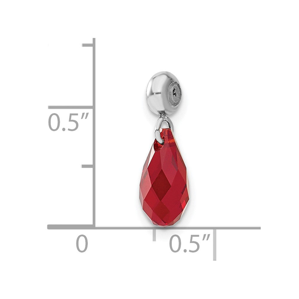 Sterling Silver Rhodium-plated MeMi July Teardrop Crystal Charm
