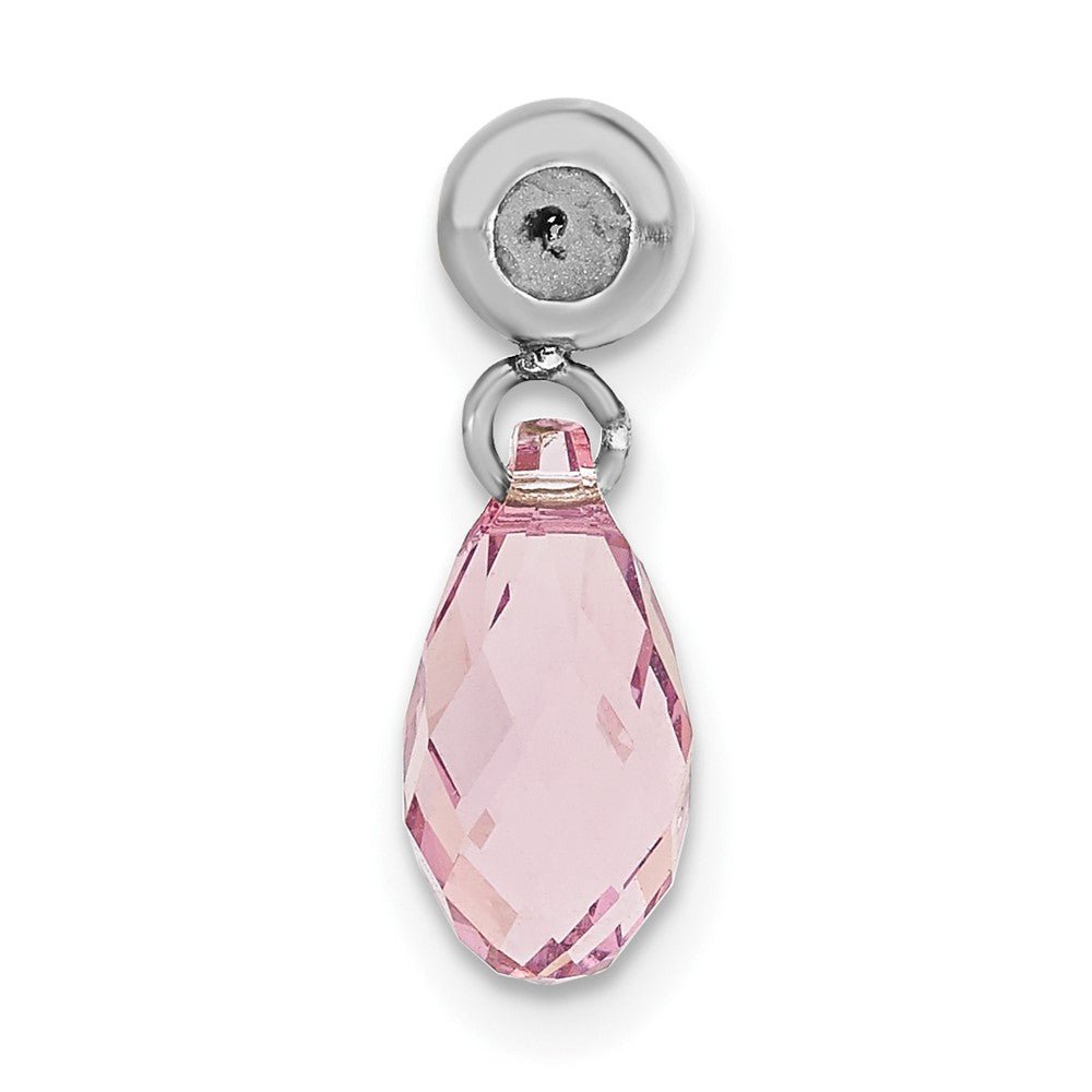Sterling Silver Rhodium-plated MeMi June Teardrop Crystal Charm