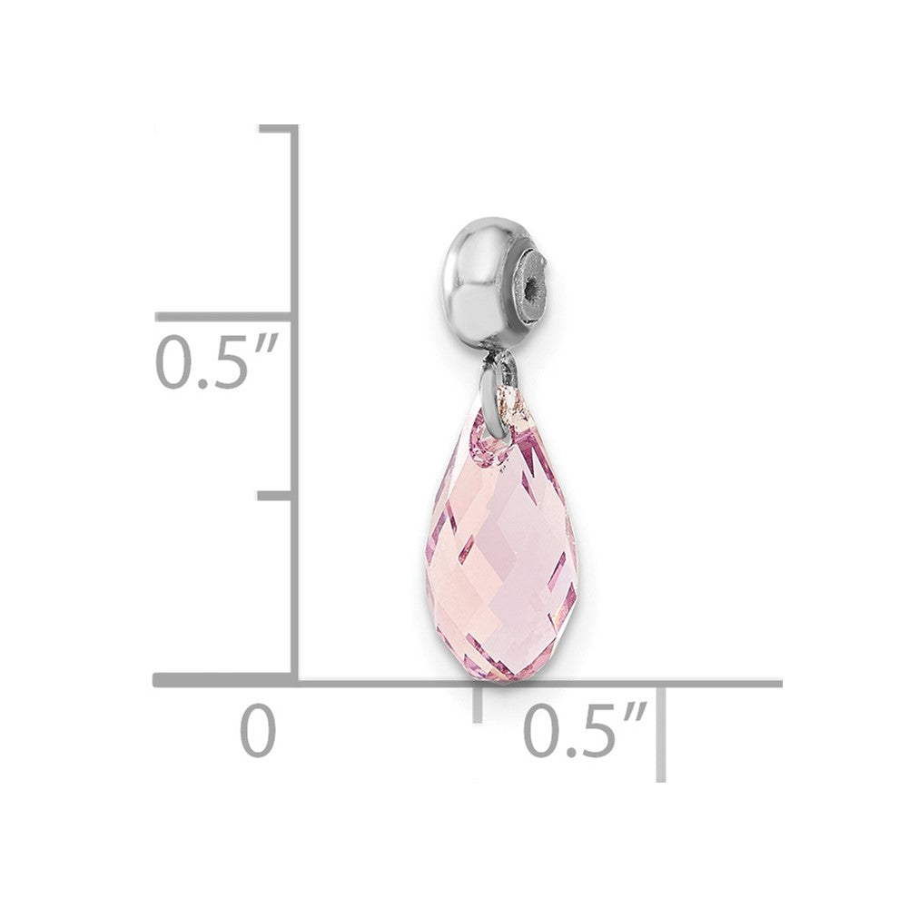 Sterling Silver Rhodium-plated MeMi June Teardrop Crystal Charm