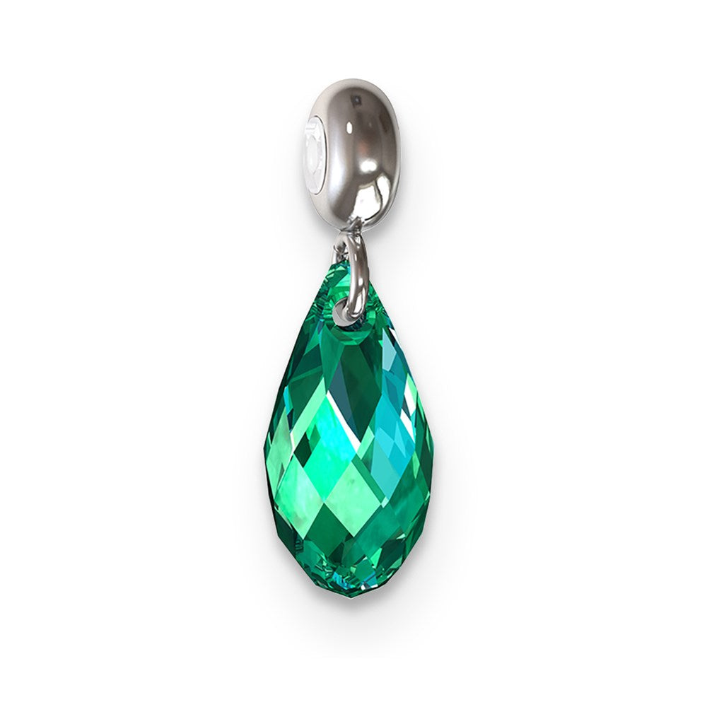 Sterling Silver Rhodium-plated MeMi May Teardrop Crystal Charm