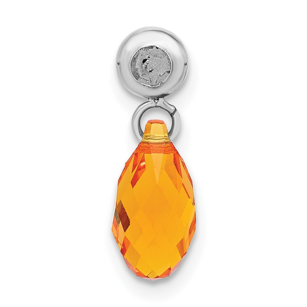 Sterling Silver Rhodium-plated MeMi November Teardrop Crystal Charm