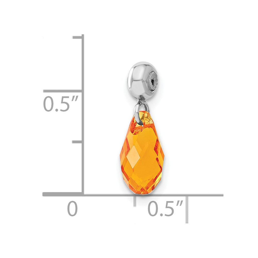 Sterling Silver Rhodium-plated MeMi November Teardrop Crystal Charm