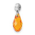 Sterling Silver Rhodium-plated MeMi November Teardrop Crystal Charm