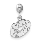 Sterling Silver Rhodium-plated MeMi Lips Charm
