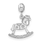 Sterling Silver Rhodium-plated MeMi Rocking Horse Charm
