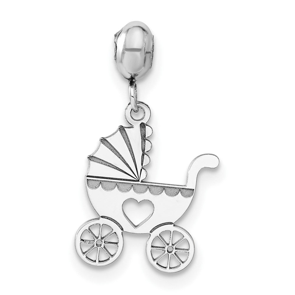 Sterling Silver Rhodium-plated MeMi Baby Carriage Charm