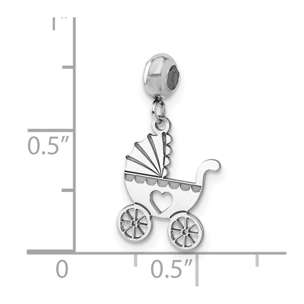 Sterling Silver Rhodium-plated MeMi Baby Carriage Charm