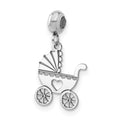 Sterling Silver Rhodium-plated MeMi Baby Carriage Charm
