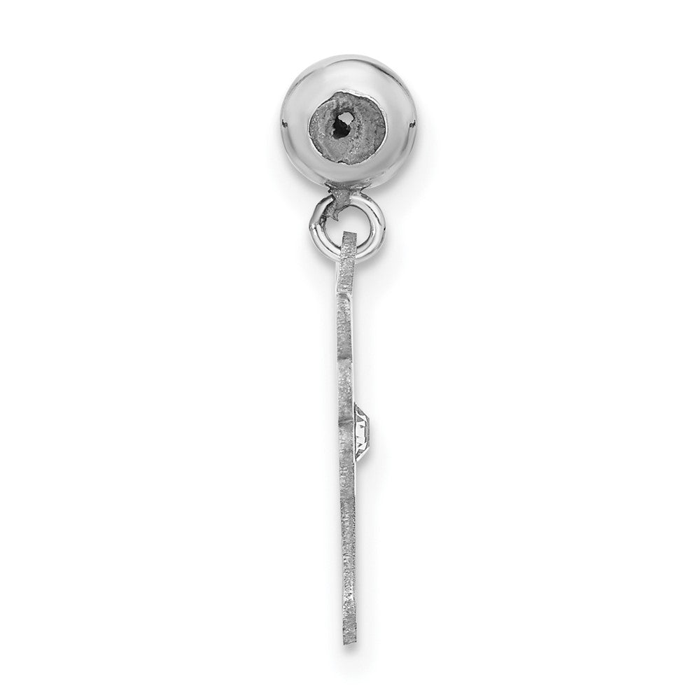 Sterling Silver Rhodium-plated MeMi Angel Wing with Crystal Charm