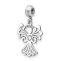 Sterling Silver Rhodium-plated MeMi Angel Wing with Crystal Charm