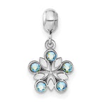 Sterling Silver Rhodium-plated MeMi Flower with Crystal Charm
