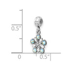 Sterling Silver Rhodium-plated MeMi Flower with Crystal Charm