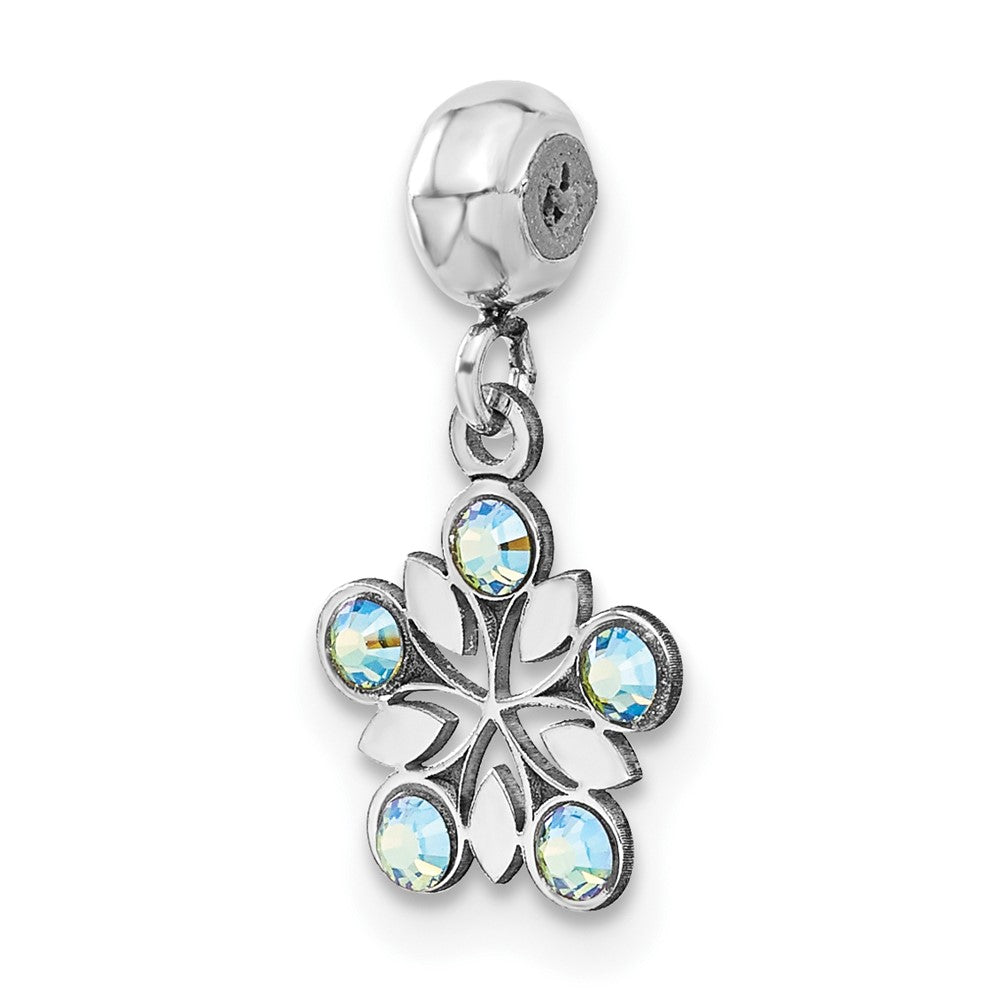 Sterling Silver Rhodium-plated MeMi Flower with Crystal Charm