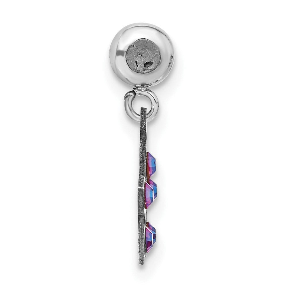 Sterling Silver Rhodium-plated MeMi Flower with Crystal Charm