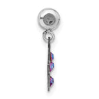 Sterling Silver Rhodium-plated MeMi Flower with Crystal Charm