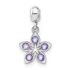 Sterling Silver Rhodium-plated MeMi Flower with Crystal Charm