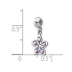 Sterling Silver Rhodium-plated MeMi Flower with Crystal Charm