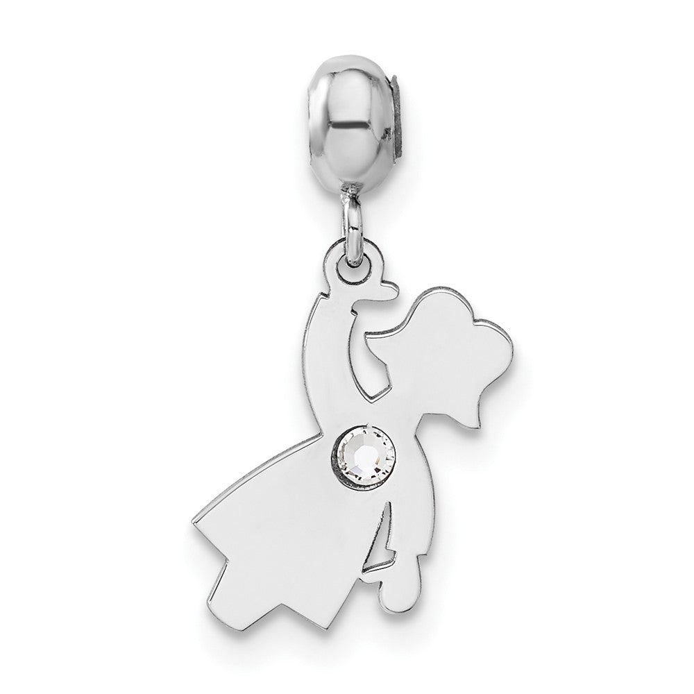 Sterling Silver Rhodium-plated MeMi Crystal Girl Charm