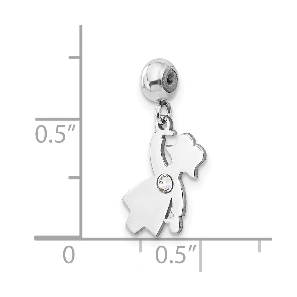 Sterling Silver Rhodium-plated MeMi Crystal Girl Charm