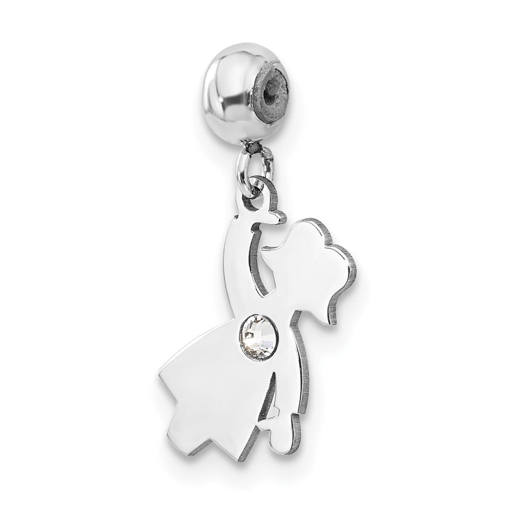 Sterling Silver Rhodium-plated MeMi Crystal Girl Charm