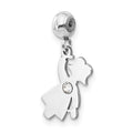 Sterling Silver Rhodium-plated MeMi Crystal Girl Charm