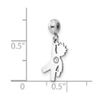 Sterling Silver Rhodium-plated MeMi Crystal Boy Charm