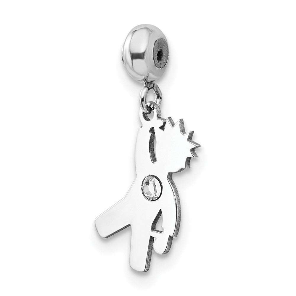 Sterling Silver Rhodium-plated MeMi Crystal Boy Charm