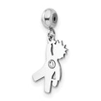 Sterling Silver Rhodium-plated MeMi Crystal Boy Charm