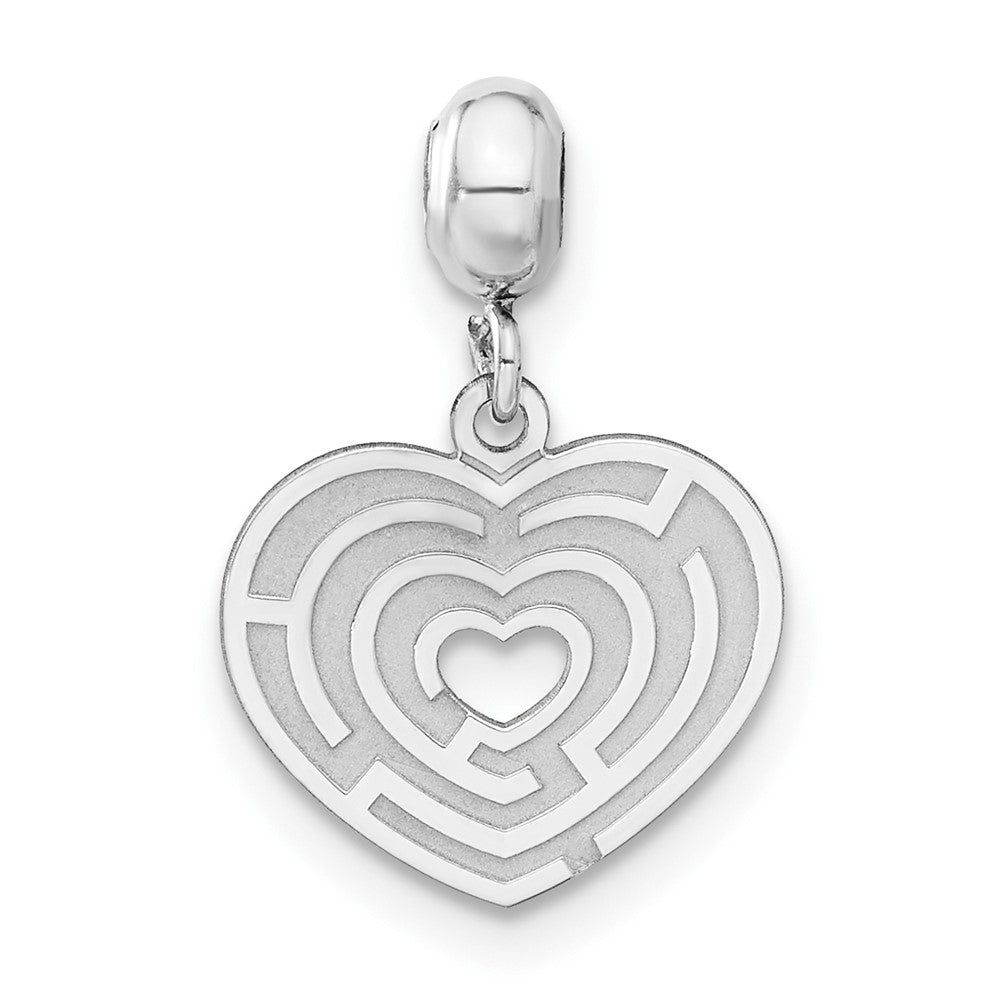 Sterling Silver Rhodium-plated MeMi Heart Puzzle Charm