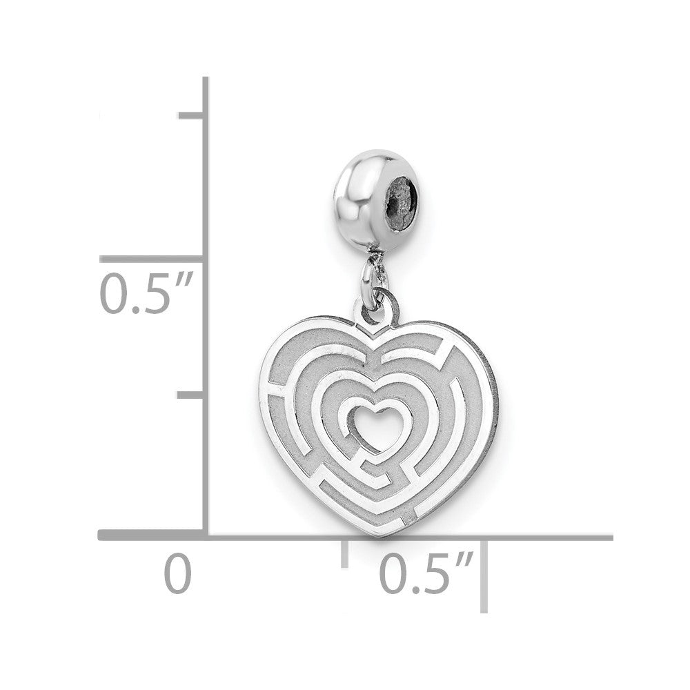 Sterling Silver Rhodium-plated MeMi Heart Puzzle Charm