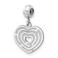 Sterling Silver Rhodium-plated MeMi Heart Puzzle Charm